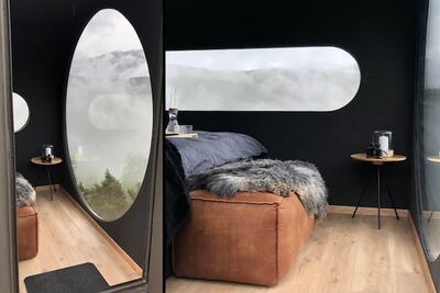 Inside the Birdbox tree house in Western Norway. Courtesy Airbnb