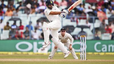 Indian cricketer Virat Kohli plays a shot on the third day of the second Test against New Zealand in Kolkata last weekend. Saurabh Das / AP Photo / October 2, 2016
