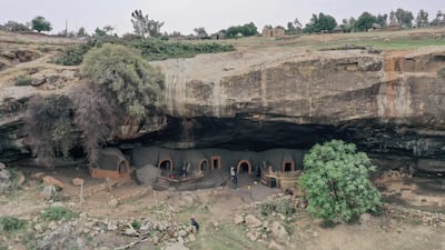 An aerial view of the cave site.
