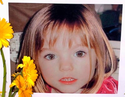 A file photograph dated 12 May 2007 shows a poster of three-year-old Madeleine McCann, a British girl who went missing in 2007 while on holiday with her parents in Praia da Luz, in Lagos, Portugal. EPA