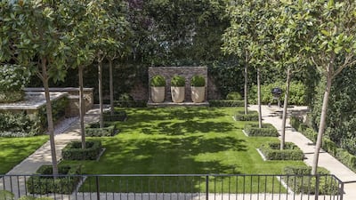 The ground floor contains an entrance hall, study and dining room leading into a full-width drawing room that opens onto a large, upper terrace overlooking the garden. Courtesy Savills