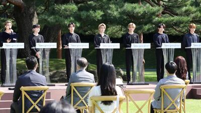 BTS attend Youth Day at the Presidential Blue House in Seoul on September 19, 2020. Reuters