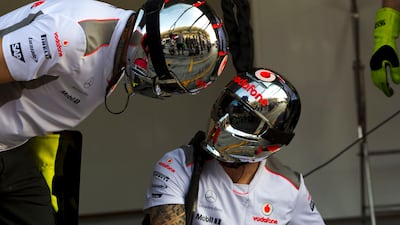 Mercedes pit crew practise tire changes ahead of the Etihad Airways Abu Dhabi Grand Prix. Christopher Pike / The National