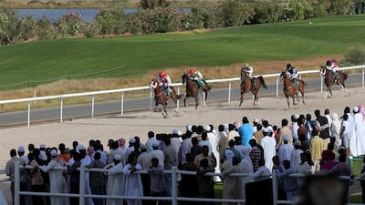 Tadhg O’Shea capped a fantastic night – and season – by riding Callateral to victory in the Al Ain Mile on Thursday. The jockey clinched a treble at the racecourse. Satish Kumar / The National