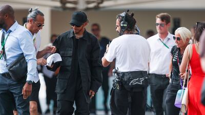 Lewis Hamilton of Red Bull arrives at Yas Marina Circuit on the final day of the Abu Dhabi Grand Prix 2022. Victor Besa / The National