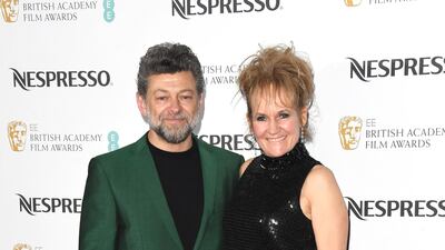 Andy Serkis and Lorraine Ashbourne at the Bafta Nespresso Nominees' Party at Kensington Palace, London on February 9. Getty Images