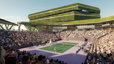 A digital projection of the new National Tennis Centre at Qiddiya City. Picture: Supplied