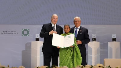 Razia Alam, centre, built the school with her nephew.