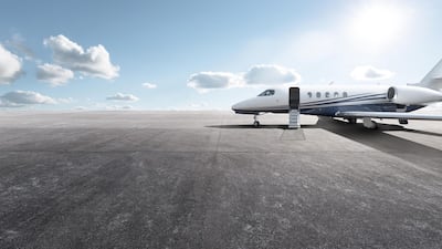 Private aircraft parked on the tarmac. Getty Images