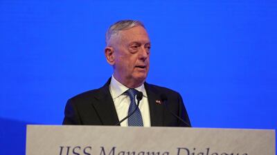 US defence secretary James Mattis speaks during the second day of the summit in Manama. Hamad l Mohammed / Reuters