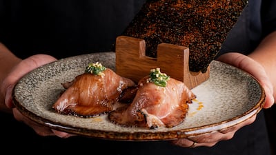 3Fils serves Japanese-inspired dishes, including gyu grab, a beef dish meant to be eaten by hand. Photo: 3Fils