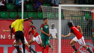 Egypt's Mahmoud Kahraba celebrates after scores a goal. Amr Abdallah Dalsh / Reuters