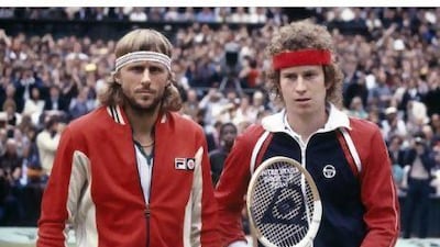 John McEnroe, right, and Bjorn Borg, only played each 14 times, with seven wins a piece.