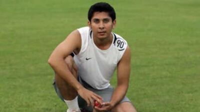 Qasim Zubair, above, a rising star in UAE cricket, says he cannot commit fully to the national team as well as start his career, but that co-operation between the Cricket Board and businesses could ease the strain.