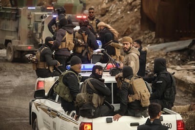 Syrian internal security forces enter the city of Hasakah. AFP