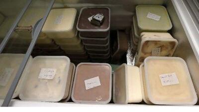 He sells tubs of two, four and five litres, at Dh26 a litre for a basic flavour. More complex mixtures can run to Dh70 a litre and the gold ice cream will set you back Dh260 a litre.