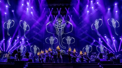 He took to the stage with an ensemble of singers and musicians, performing songs from the classic films he has scored.