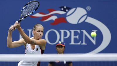 Karolina Pliskova, of the Czech Republic, returns a shot to Angelique Kerber. Charles Krupa / AP Photo