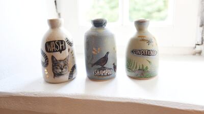To make the castle as sustainable as possible, all toiletries are provided in bespoke pottery by local businessperson, Claire Henry. Courtesy Kilmartin Castle