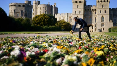 Floral tributes laid by members of the public outside Windsor Castle. AP