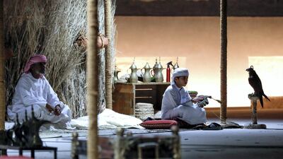 A young falconer at Qasr Al Hosn. Victor Besa / The National