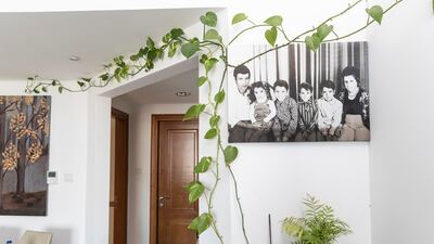 The living room of the ninth-floor home