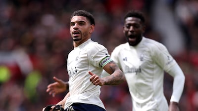 Morgan Gibbs-White celebrates scoring Forest's second goal. Getty Images
