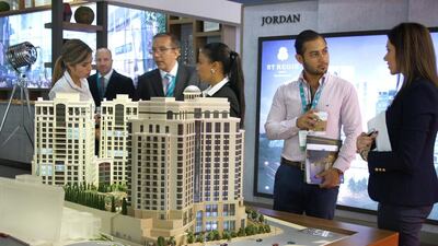 The Residences at the St Regis Amman stand seen at Cityscape Abu Dhabi. Adam Bouyamourn / The National