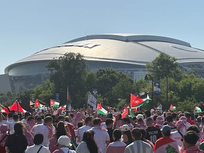 Jordan fans march to Dallas Stadium ahead of their team's World Cup match against Argentina in Arlington, Texas. Kyle Fitzgerald / The National