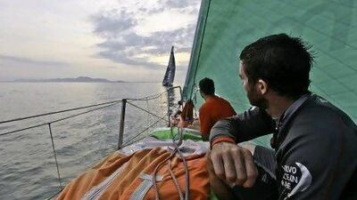 Telefonica found Groupama, skippered by Franck Cammas, too close for their liking.
