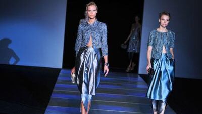 Looks from Giorgio Armani‘s spring/summer 2012 ready-to-wear collection at Milan Fashion Week.