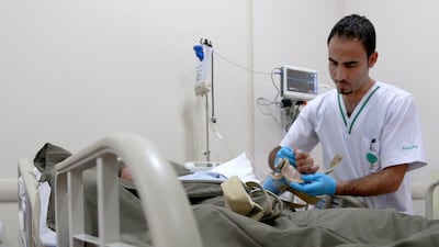 Alaa Ahmad Al Ghzawi, staff nurse who is treating two patients with serious injuries at Amana Healthcare in Al Ain. Ravindranath K / The National