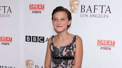 Millie Bobby Brown, wearing a floral shift dress, attends the BBC America Bafta Los Angeles TV Tea Party in Hollywood on September 17, 2016. Photo: WireImage