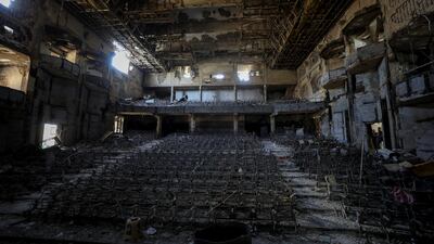 A gutted hall at the Islamic University of Gaza, which was destroyed during Israel's military offensive. Reuters