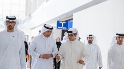 Sheikh Mansour with Dr Al Jaber and Mr Al Falasi