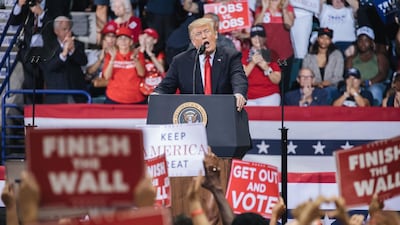 President Donald Trump speaks during a campaign rally for Representative Ron DeSantis, Republican candidate for governor of Florida. Bloomberg