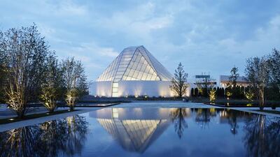 Five reflecting pools lie at the heart of the gardens and reflect the striking architecture of the Ismaeli Centre. Photo by Janet Kimber