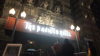 The entrance to The Haunted Hotel at the IMG Worlds of Adventure amusement park in Dubai. Jon Gambrell / AP