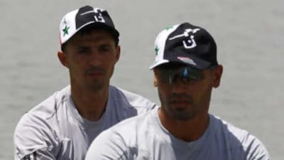 Iraqi rowing athletes Hamza Hussein (rear) and Haider Nawzad who will now get the chance to compete in Beijing following the IOC's decision to revoke their ban on Iraq..