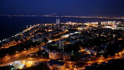 A night view of Haifa, northern Israel. Andrew Parsons / The National.