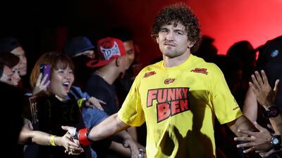 Ben Askren secured an important win in Singapore before he made his way to Dubai for one of Friday’s co-main events. Suhaimi Abdullah / Getty Images