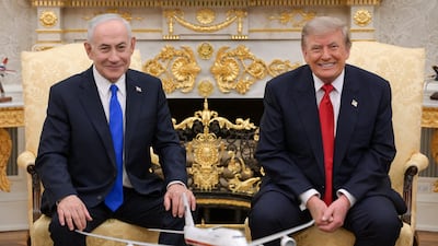 US President Donald Trump with Israeli Prime Minister Benjamin Netanyahu in the White House Oval Office. Israeli Prime Minister's Office / X