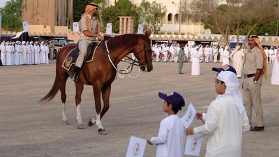 Police marching bands, a horse parade and vintage patrol cars welcomed officers, their families and visitors on the first day of the Al Murabba Heritage Festival.