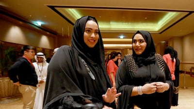 Aisha Al Junabi, (right) a 26-year-old Emirati, from Abu Dhabi, “loved it.” Meera Al Rumaithy, a 27-year-old Emirati, enjoyed seeing the djinn represented on the big screen Fatima Al Marzooqi / The National