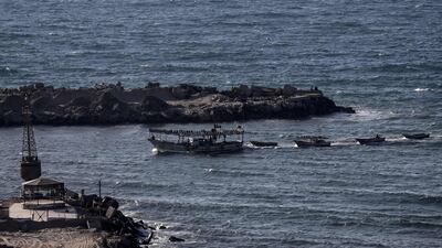 Fishing boats off the coast of Gaza City. AFP