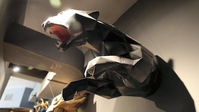 DUBAI , UNITED ARAB EMIRATES , December 15 – 2018 :- 3D decorative items at the apartment of Areeb Hassan in International City in Dubai. ( Pawan Singh / The National ) For Luxury and Lifestyle. Story by Melanie Hunt