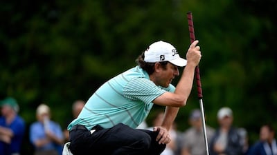 Tim Clark lines up a putt during the final round of the Canadian Open, which he won, on Sunday. Charles Laberge / Getty Images / AFP / July 27, 2014