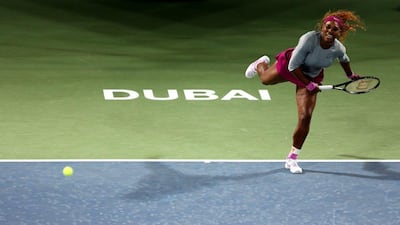 Serena Williams serves during her second round win over Ekaterina Makarova on Tuesday. Warren Little / Getty Images