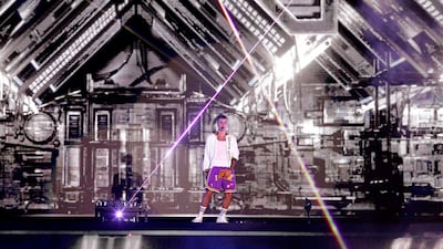 Justin Bieber performs at the Autism Rocks Arena in Dubai in May 2017. Chris Whiteoak for The National