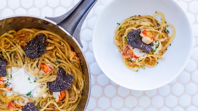 A seafood pasta dish. Courtesy Mix by Alain Ducasse